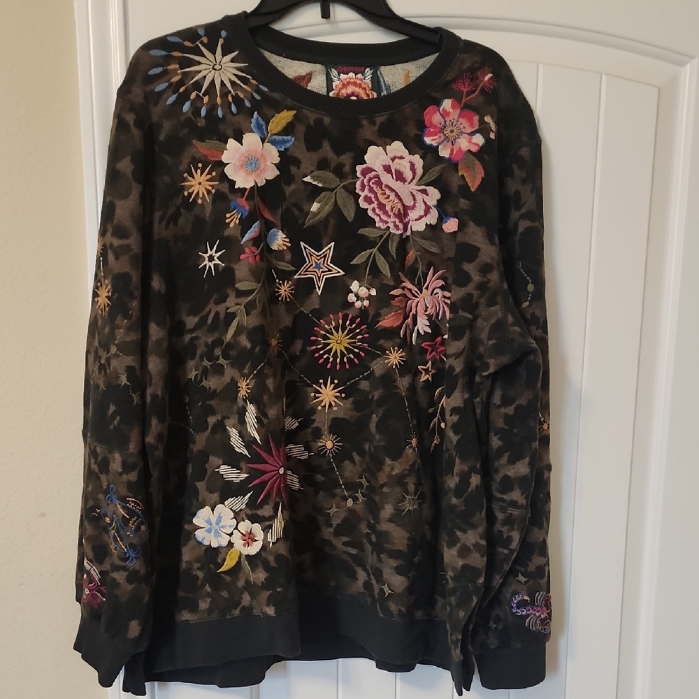 Johnny Was Multicolor Embroidered Sweatshirt - Picture 2 of 3
